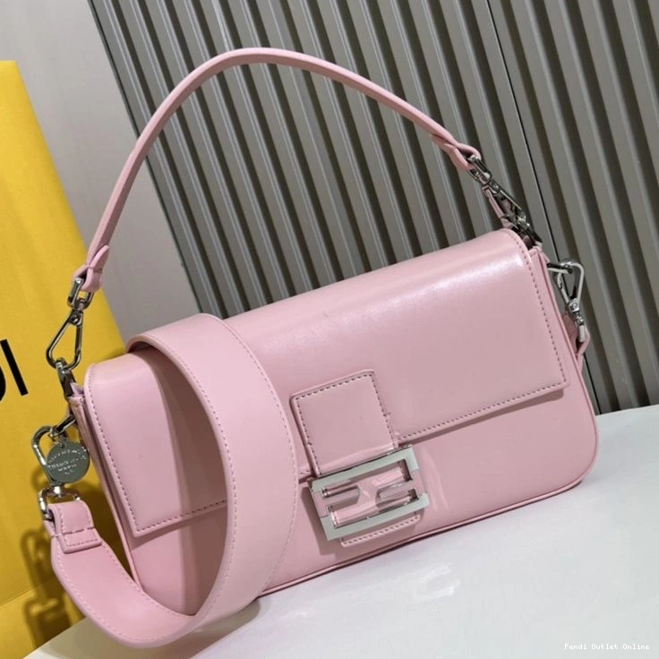 Cheap Medium Pink Bag In Baguette Fendi Tiffany Leather Smooth 0804